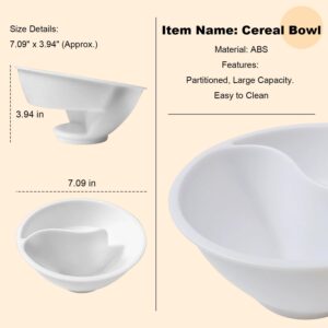 3.94"x7.09"Never Soggy Cereal Bowl Separated Anti Soggy Crunch Snack and Dip Bowls Plastic Cereal Bowl Divided Milk for Snack Milk Topping Yogurt & Berries Fries Ketchup…