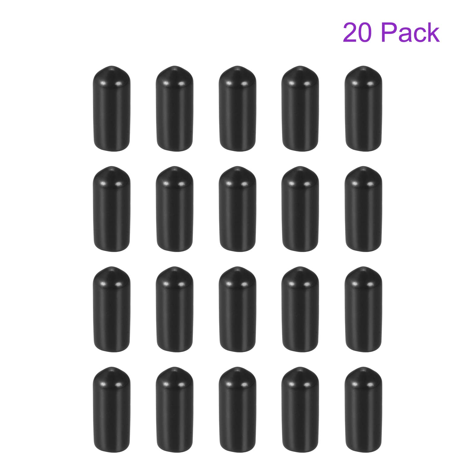 DMiotech 20 Pack 1/4"(6mm) ID Black Screw Thread Protectors Rubber End Caps Bolt Covers for Screw Bolt Furniture Pipe