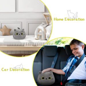 3D Kawaii Fat Grey Cat Plush Pillow, 8-Inch Soft Stuffed Animal Toy for Kids