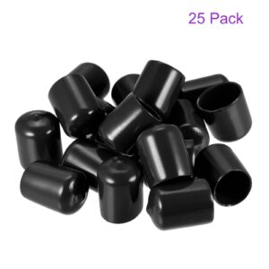 DMiotech 25 Pack 3/4" ID Black Screw Thread Protectors Rubber End Caps Bolt Covers for Screw Bolt Furniture Pipe