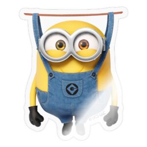 spreadshirt minions merch bob hanging on clothesline sticker, max. 4 x 4, 4 x 4, transparent glossy