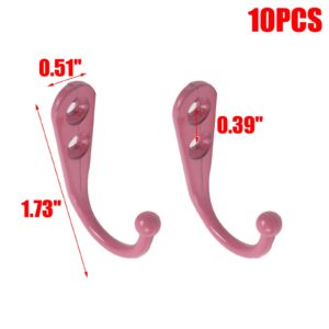 MY MIRONEY 10 Pack Pink Coat Hooks 1.73" x 0.51" Zinc Alloy Wall Mounted Hanger Hook Hardware Wall Hooks for Hanging Coat, Towel, Key, Hat, Cap, Cup