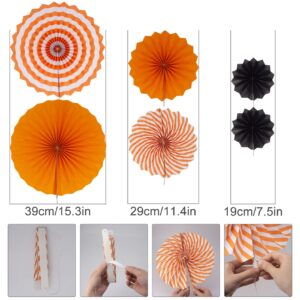 Halloween Party Decoration Festival Set - Huryfox 33pcs Birthday Bunting Decorations Paper Pom Poms Supplies Garland Hanging Honeycomb Balls Suitable for Halloween Garden Indoor Home Décor