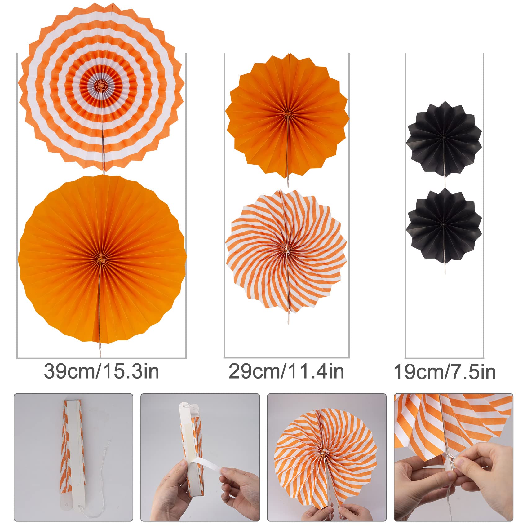 Halloween Party Decoration Festival Set - Huryfox 33pcs Birthday Bunting Decorations Paper Pom Poms Supplies Garland Hanging Honeycomb Balls Suitable for Halloween Garden Indoor Home Décor