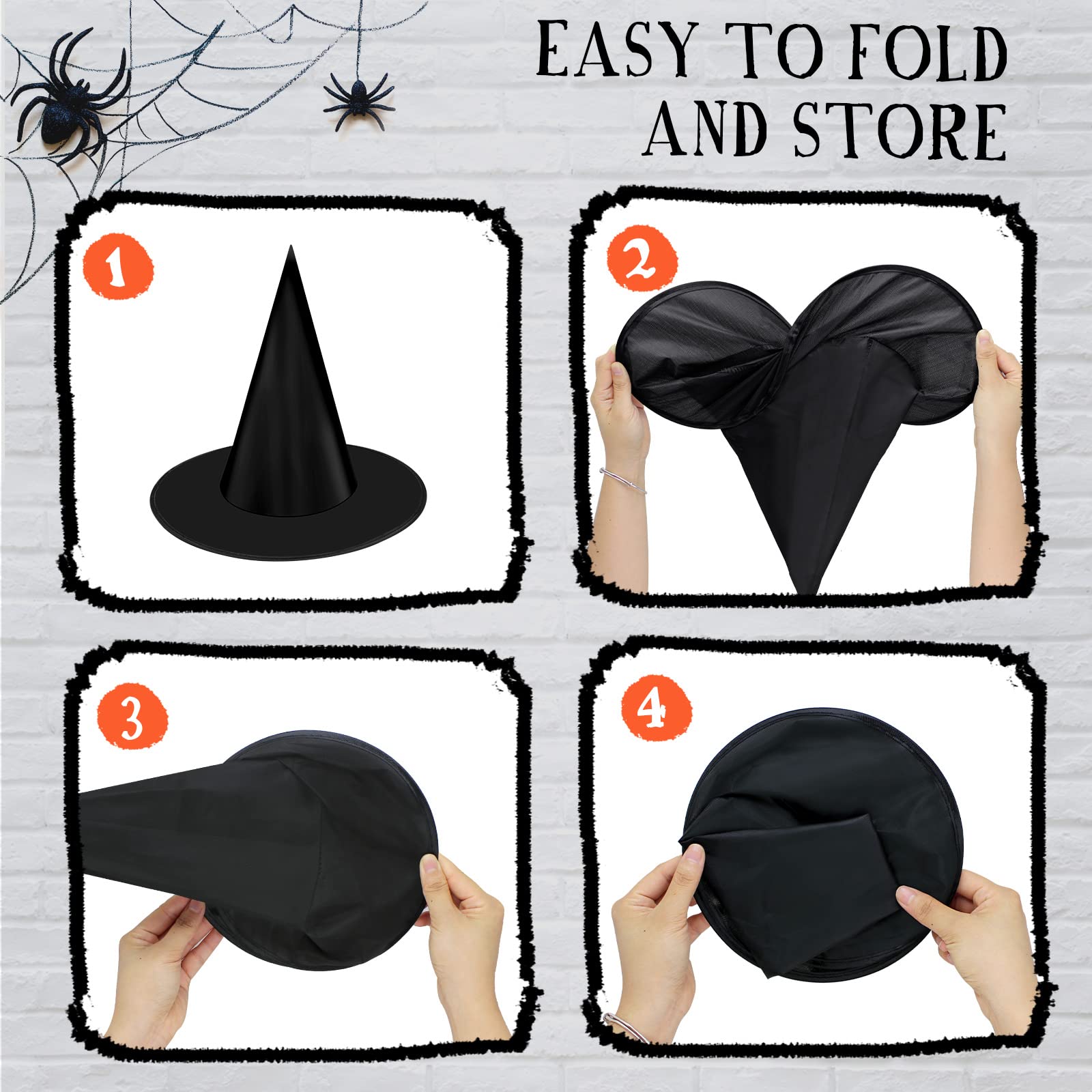 Hifunwu 12 Pieces Halloween Witch Hats Halloween Costume Witch Hat Witch Costume Accessory for Halloween Party Decorations