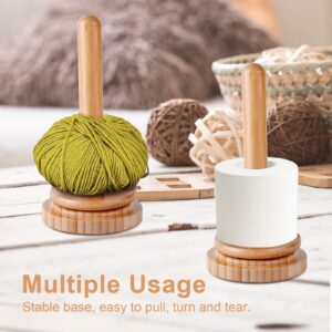 PhantomSky Wood Yarn Dispenser Yarn Spinner Wool Thread Holder Yarn Ball Holder with 8 PCS Crochet Hooks Set for Knitting, Crochet