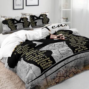 VIVIHOME 3PCS African American Bedding Sets, Duvet Cover Full, Black King Melanin Queen Bed Set, Quilt Comforter Cover, Bedroom Decor for Couples Gifts, We're A Team, 2 Pillow Shams