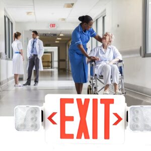 OSTEK 4 Pack Red LED Exit Sign with Emergency Light, Two LED Adjustable Head Emergency Exit Lights with 90 Minutes Battery Backup, Dual LED Lamp ABS Fire Resistance UL-Listed (4)