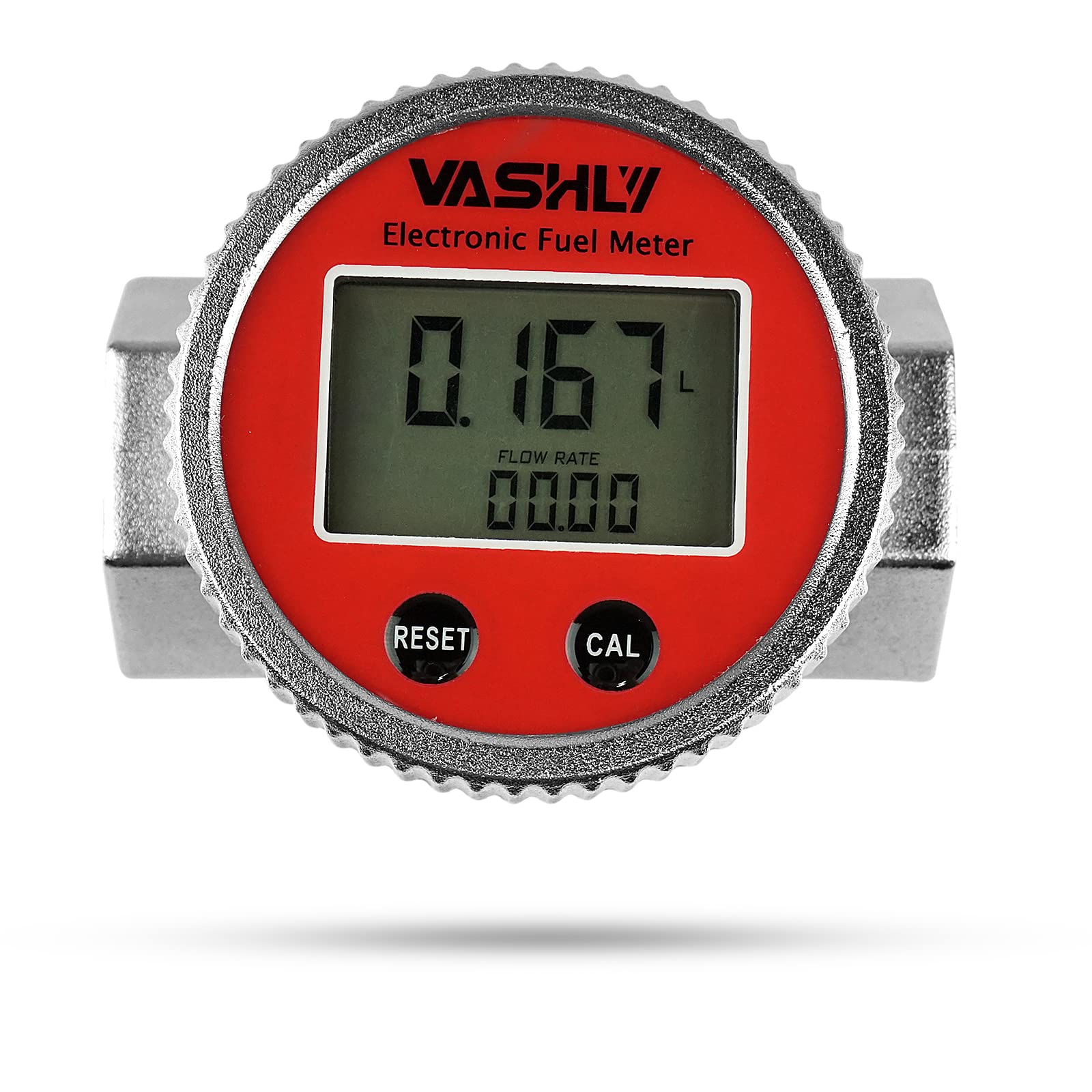 Vashly 1 Inch Turbine Fuel Flow Meter with NPT Counter and Digital LCD Display Flowmeter for Measure Diesel Kerosene Gasoline (1 Inch)