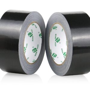 2 Pack Duct Tape Heavy Duty,9 Mil Thickness,2 Inches x 30 Yards,Strong Industrial Strength,Flexible,No Residue,Waterproof and Tear by Hand,Multi-Use for Indoor & Outdoor Repairs(Black)