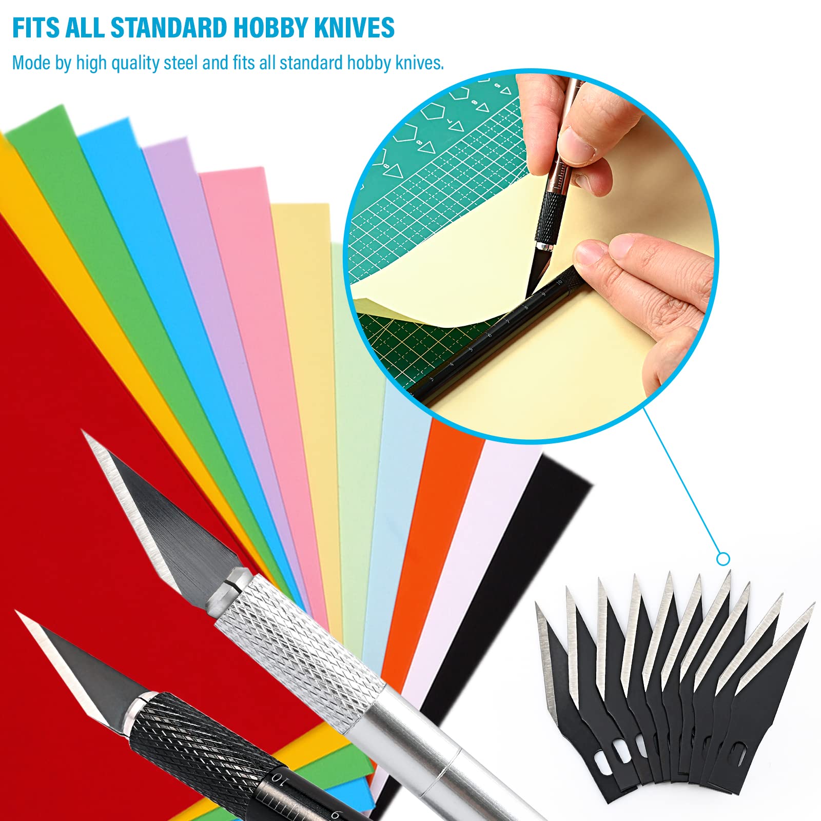 EHDIS Precision Craft Knife Blades 11# Knife Blades Refill Hobby Art Blades Cutting Tool with Storage Case for Craft, Hobby, Scrapbooking, Stencil (100)