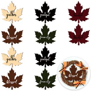 10 pcs thanksgiving place cards maple leaves grateful wood signs table settings for dining table decor fall plate ornament blessed word sign rustic thankful signs farmhouse thanksgiving decorations