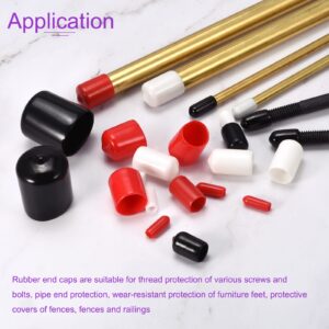 DMiotech 50 Pack 3/8" ID White Screw Thread Protectors Rubber End Caps Bolt Covers for Screw Bolt Furniture Pipe