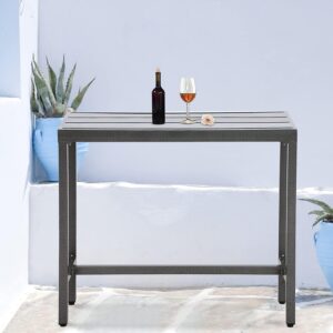 ONLYCTR Outdoor Bar Table, Patio Counter Height Bar Table, 40" Rectangle Bar Table for Patio, Garden, Yard, Balcony, Poolside (Gray)