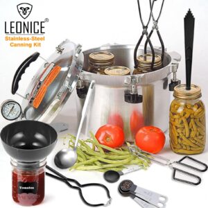 Canning Kit, Canning Supplies Starter Kit, Food Grade Stainless Steel Canning Set for Beginner,Canning Essential Tools for Water Bath & Pressure Canner, Canning Accessories Equipment for Pot, Black