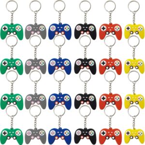 nsbell 24pcs video game controller keychains in 6 colors video game party controller handle key ring game controller keychain for video game party favors birthday baby shower