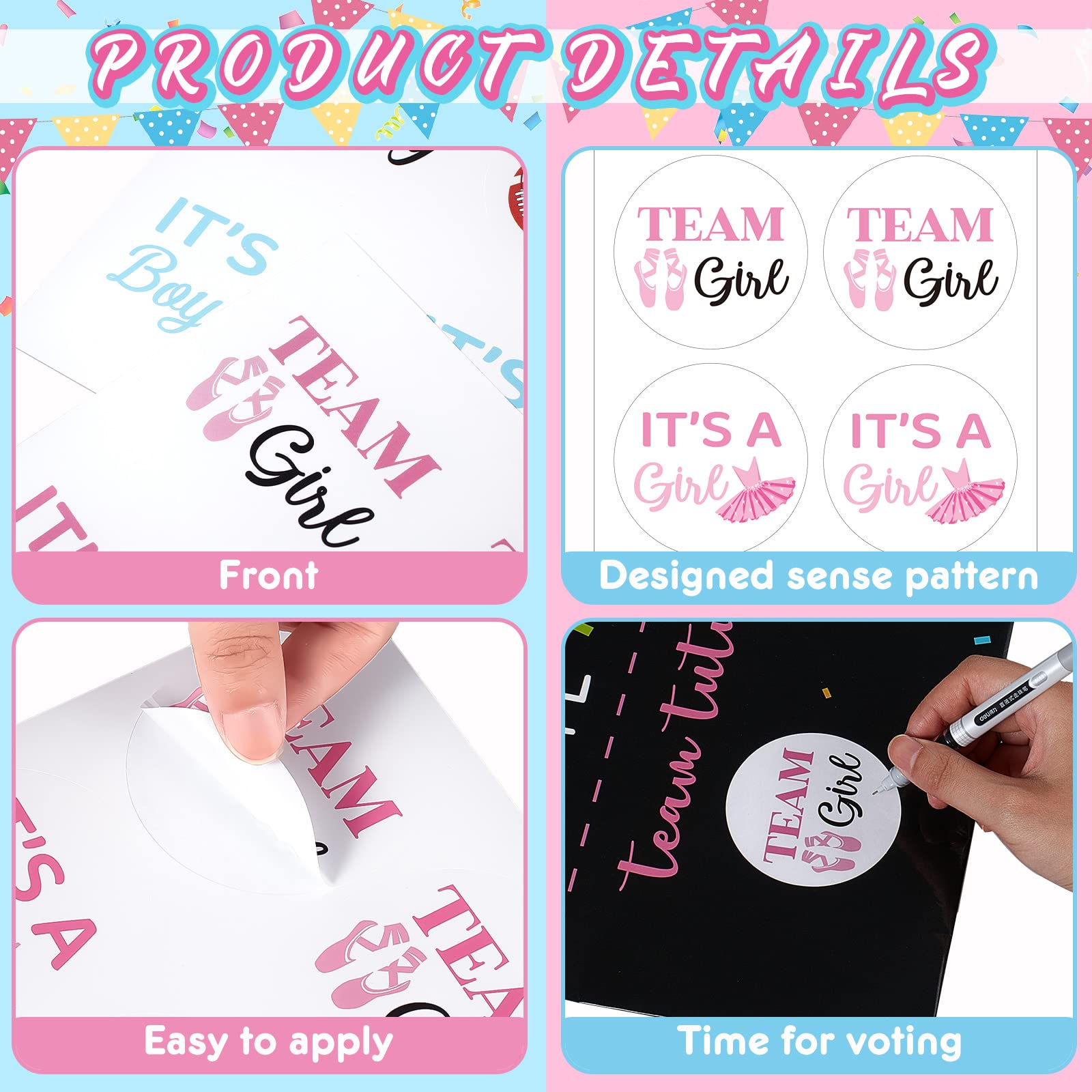 Touchdowns or Tutus Gender Reveal Poster Sign Party Supplies Decorations Boy or Girl with 72 Pcs Gender Reveal Stickers for Summer Baby Shower Gender Reveal Decorations (Touchdowns or Tutus)