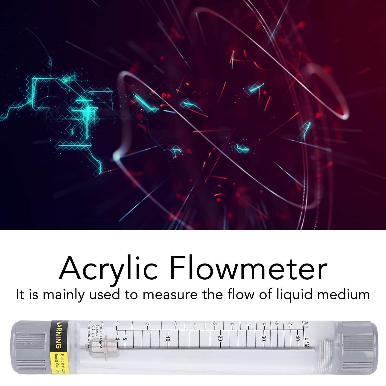 Flowmeter Flow Measuring Tool,Liquid Flow Flowmeter Tube Type 1‑10GPM Accurate Scale Transparent Acrylic Water Flow Meter G1 Female Thread, Water Rotameter Instantaneous for Factory Industry