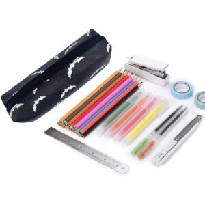 CHPGPUG Pencil Case Bats Halloween Pouch Pen Case with Zipper for Office Organizer School Boys Girls