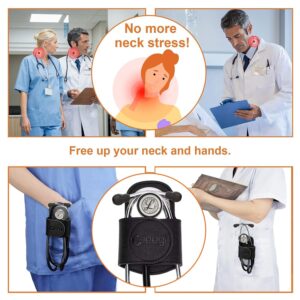 Gleegi Stethoscope Holder Clip Genuine Leather Stethoscope Holster Clip On Waist Belt Fit All Models: ADC, MDF, Adscope, Littmann for Physicians, Nurses, EMT, Medical Nursing Students