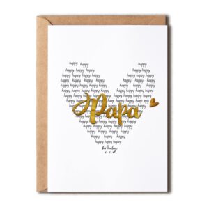 eruditegifts papa birthday card - birthday card for papa - inside papa heart - happy birthday card - miss you card for papa, 5 x 7 inches