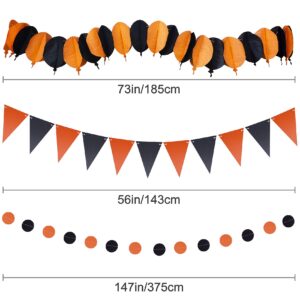 Halloween Party Decoration Festival Set - Huryfox 33pcs Birthday Bunting Decorations Paper Pom Poms Supplies Garland Hanging Honeycomb Balls Suitable for Halloween Garden Indoor Home Décor