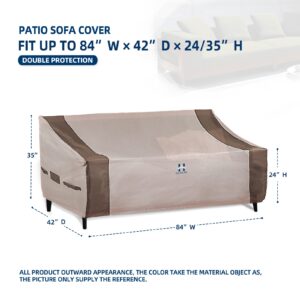 HAMLER Patio Sofa Cover, 2-Seater Heavy Duty Outdoor Couch Cover Waterproof, Outdoor Loveseat Cover with Air Vents and Handles, Outdoor Sofa Cover Fits up to 58"W x 32.5"D x 24"H, Brown & Beige