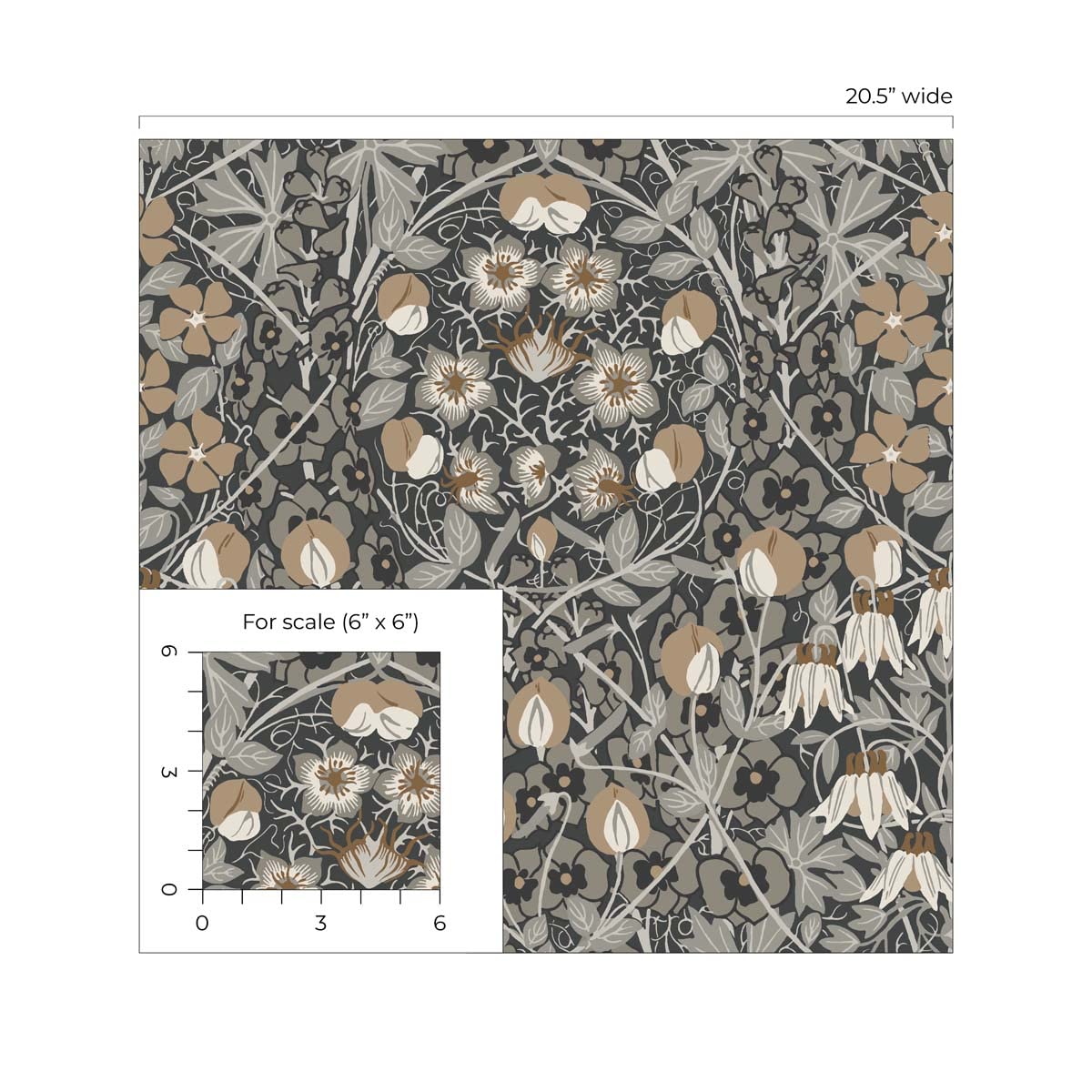 NextWall Tulip Garden Floral Peel and Stick Wallpaper (Wrought Iron & Chamois)