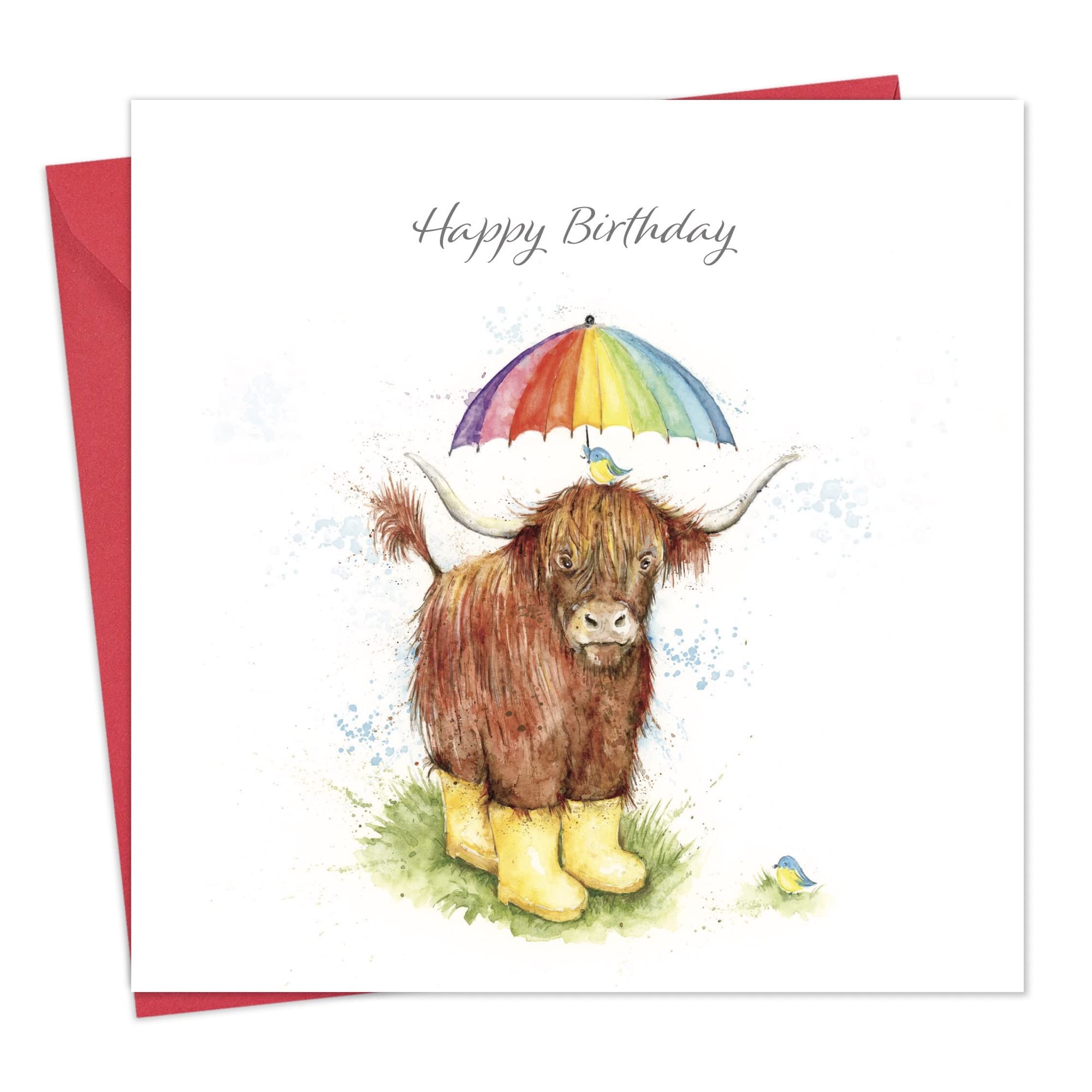 Twizler Birthday Card Highland Cow – Happy Birthday Card for Men or Women - Birthday Card for Him or Her - Unisex Card