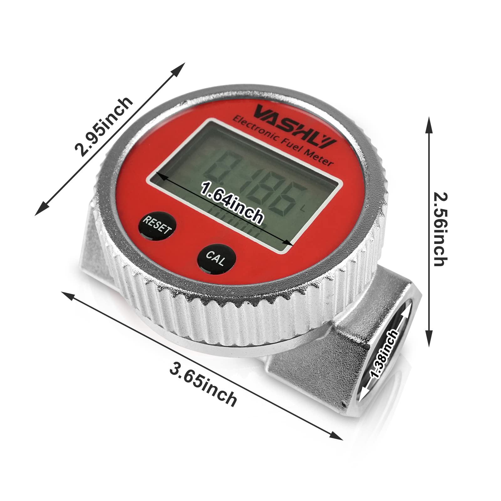 Vashly 1 Inch Turbine Fuel Flow Meter with NPT Counter and Digital LCD Display Flowmeter for Measure Diesel Kerosene Gasoline (1 Inch)