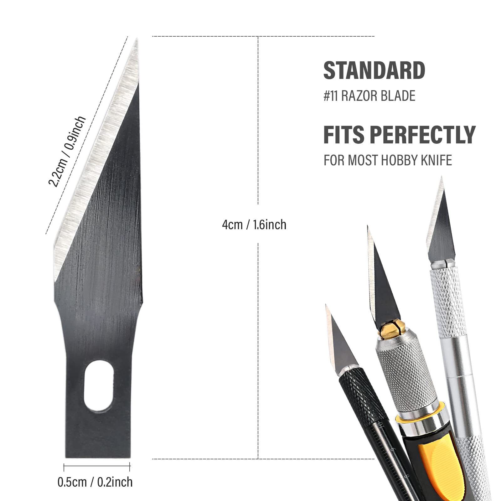 EHDIS Precision Craft Knife Blades 11# Knife Blades Refill Hobby Art Blades Cutting Tool with Storage Case for Craft, Hobby, Scrapbooking, Stencil (100)