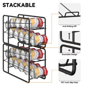 4 Pack - MOOACE Can Dispenser Rack, Stackable Can Storage Organizer Holder for Canned food Kitchen Cabinet Pantry Countertop, Black