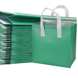 aivygden 60pcs insulated take away bags,thermal insulation food bag for coffee,milky tea,take-away dinner,fresh seafood,cold or warm food drive for restaurant,retail store or picnic/bbq (green)