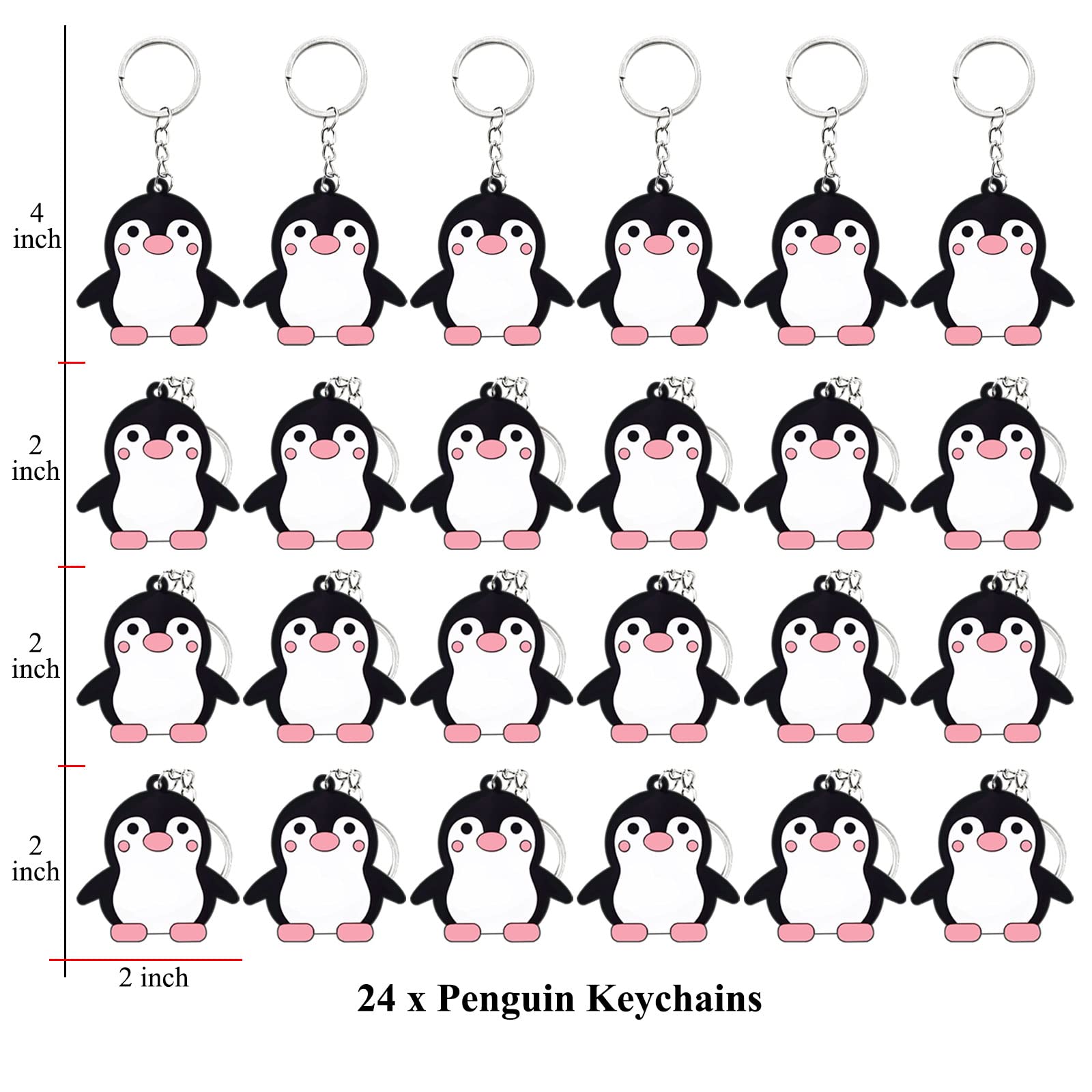 Elecrainbow 24 Pack Penguin Keyring Pack Party Favor for Penguin Lover, Guest Return Gift, Animal Themed Party, Baby Shower, Birthday