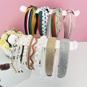 Bigfety Headband Holder, Acrylic Headband Organizer Stand, Hair Accessories Storage (2-Tier & 2-Panel)