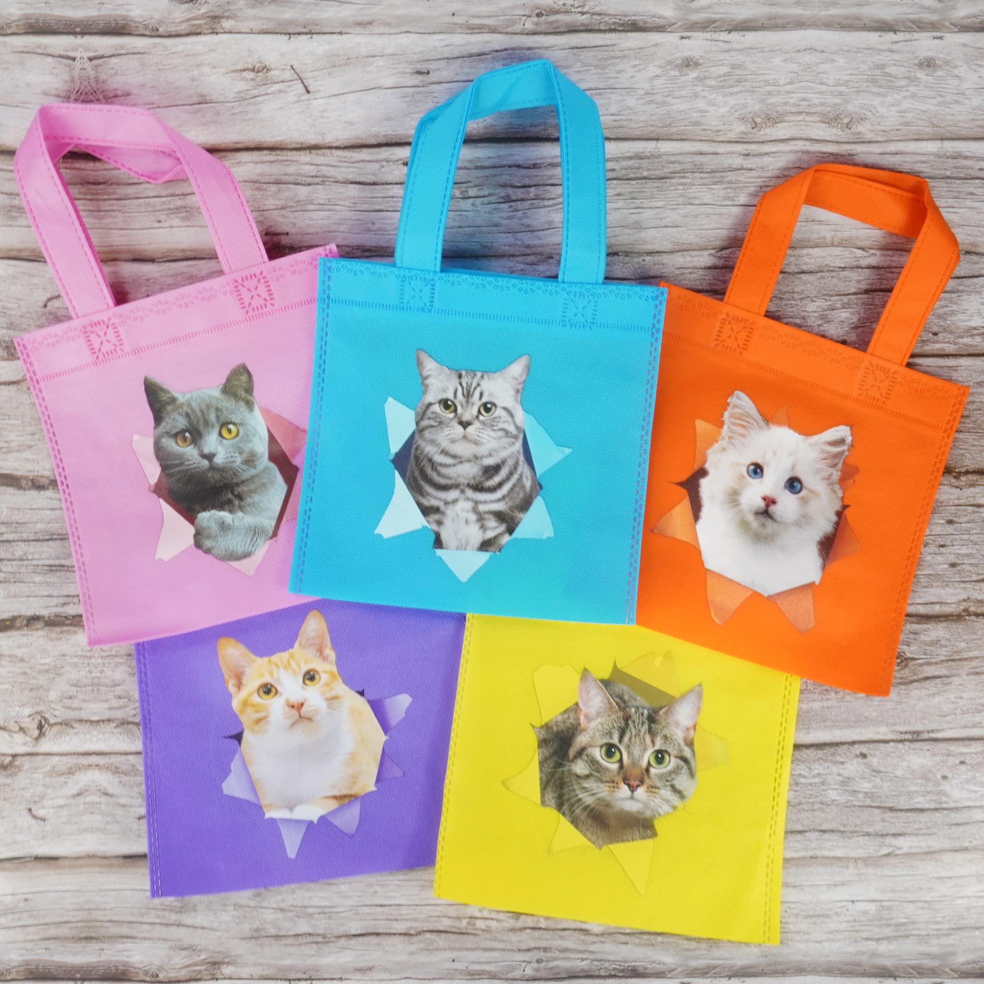 BANBALLON 20 PCS Cat Party Favor Bags Cat Birthday Party Supplies Pet Party Favor Bags Cat Goodie Bags for Cat Theme Birthday Party Classroom Baby Shower Supplies (Cat)