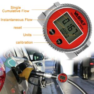 Vashly 1 Inch Turbine Fuel Flow Meter with NPT Counter and Digital LCD Display Flowmeter for Measure Diesel Kerosene Gasoline (1 Inch)