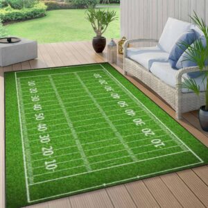 PeeNoke American Football Field Area Rug Outdoor Patio Rug Play Mat Floor Mat Modern Carpet Non-Slip Home Decor Living Room Bedroom Nursery, 6x9 ft