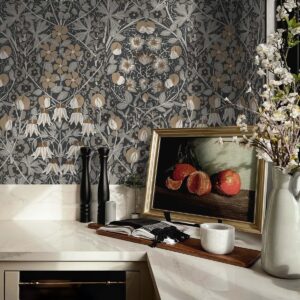 NextWall Tulip Garden Floral Peel and Stick Wallpaper (Wrought Iron & Chamois)