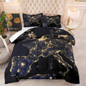 okalayni full comforter sets for boys girls kids teens space astronaut galaxy bedding sets outer space themed bedroom decor 3 piece full size bed set include -comforter & pillow case blue