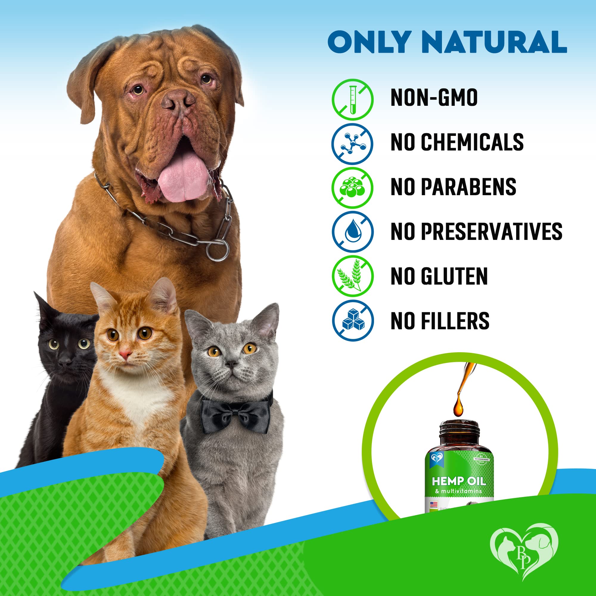 Cat & Dog Hemp Oil Drops - Pet Calming Anti Anxiety & Herbal Stress Relief - Natural Organic Liquid Medication for Arthritis & Hip, Joint Pain Releaf - Dog Sedative Supplements Made in USA