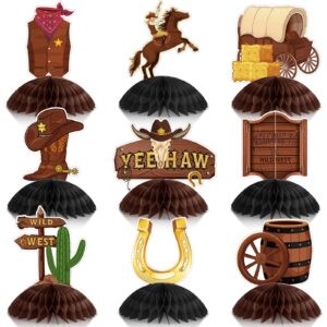 9 pcs western cowboy honeycomb centerpieces wild western party decorations west cowboy party favors for kids birthday party baby shower