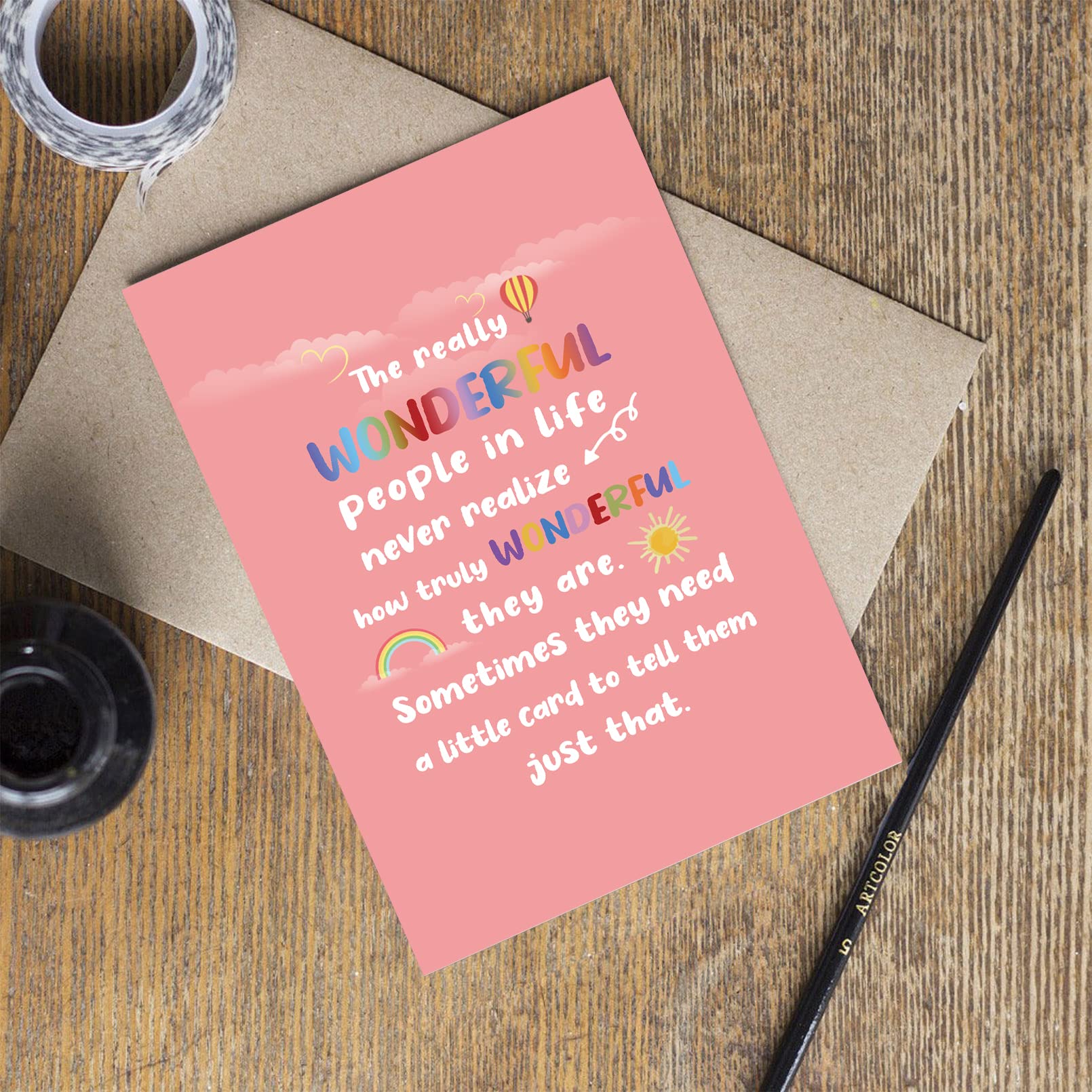 Sweet Positivity Card, Cute Encouragement Card, Thank You Card for Friend, Self Confidence Card, Friendship Card, Wonderful People