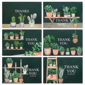 anydesign home plants thank you cards 36 pack succulent cactus note cards with matching seal stickers envelopes greenery greeting blank cards for birthday baby shower wedding bridal party, 4 x 6