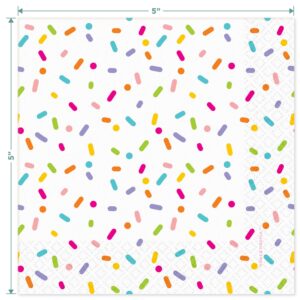 HOME & HOOPLA Confetti Sprinkles Baby Shower Party Round Paper Dessert Plates and Pink Beverage Napkins (16 Plates & Napkins)