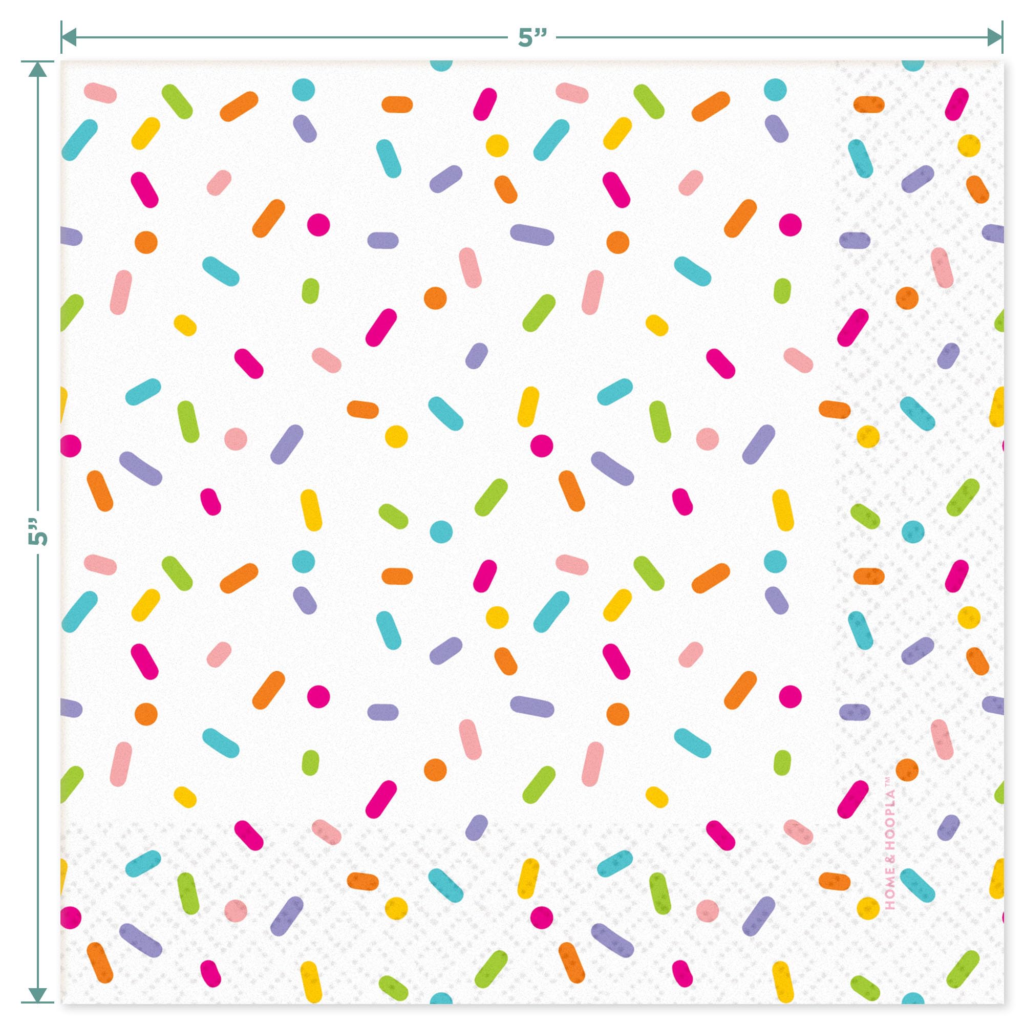 HOME & HOOPLA Confetti Sprinkles Baby Shower Party Round Paper Dessert Plates and Pink Beverage Napkins (16 Plates & Napkins)