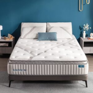 cal king mattress,lechepus 12 inch cooling gel memory foam hybrid mattress with pocket innersprings,medium firm mattresses for supportive & pressure relief,certipur-us certified,matress-in-box