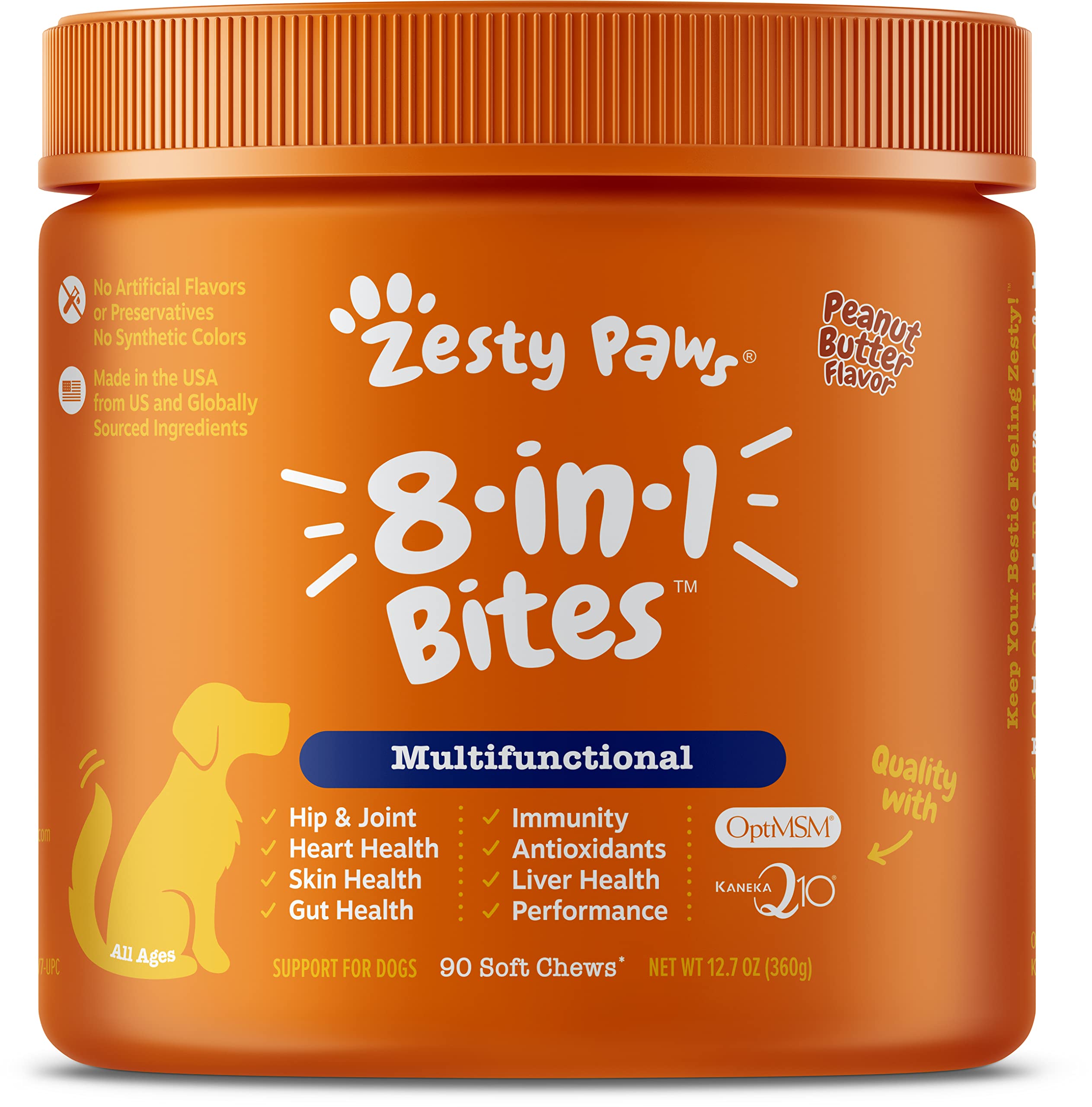 Zesty Paws Senior Advanced Glucosamine for Dogs - for Hip & Joint Arthritis Pain Relief + Multifunctional Supplements for Dogs with Probiotics for Gut & Immune Health