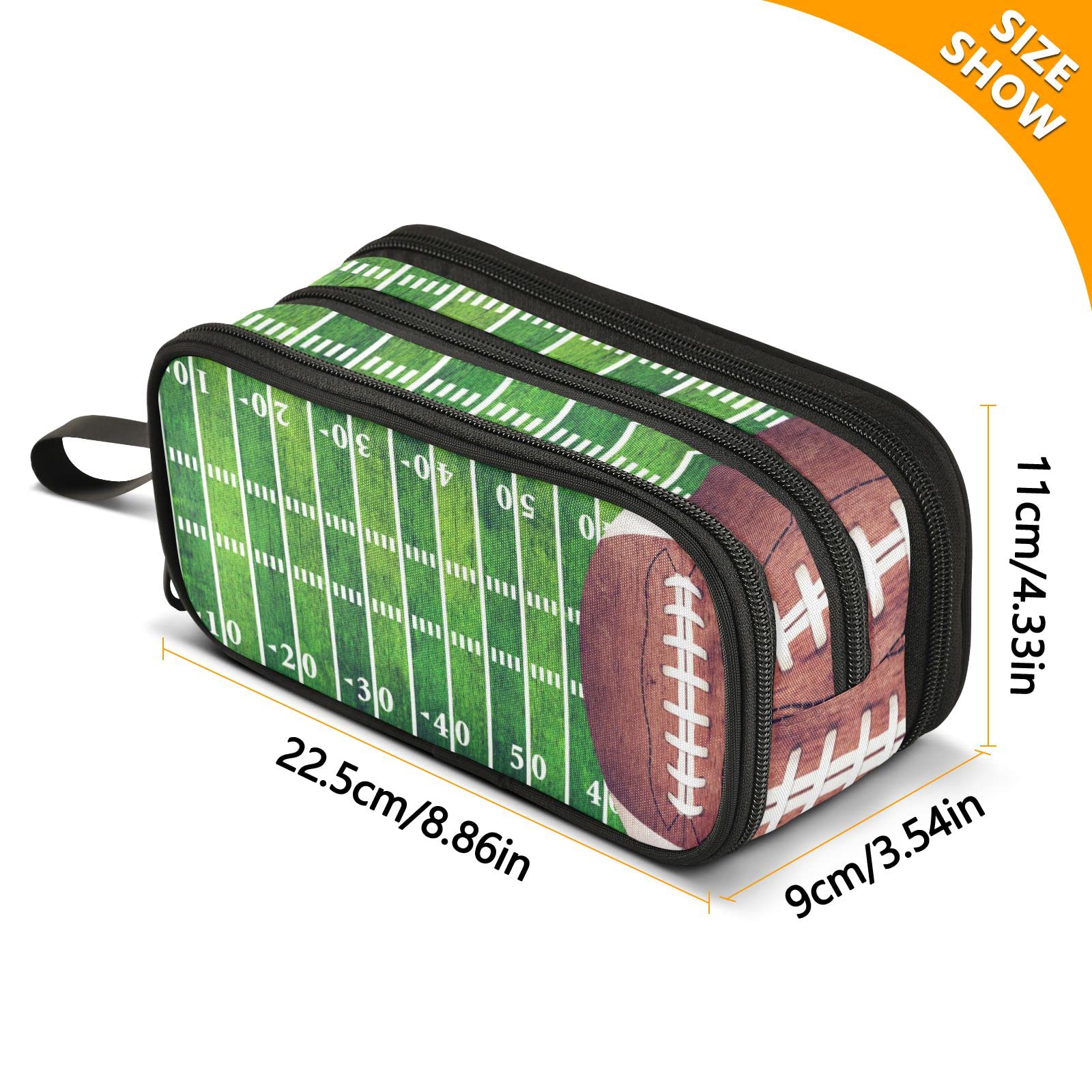 J JOYSAY Retro American Football Field Pencil Case Large Big Capacity Pencil Bag for Girls Boys Zipper Stationery Bag Office Organizer for Adults Business Office