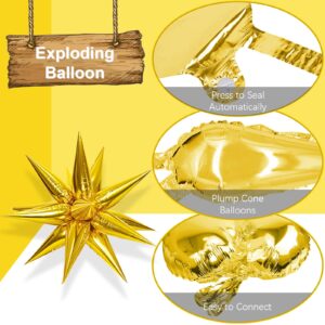 78Pcs Explosion Star Balloons, SHAIDOJIO, 12 Point Colorful Foil Cone Mylar Balloons with 1pcs Balloon Ribbon for Party Supplies, Birthday, Wedding, Graduation Balloons (78pcs 6 Colors)